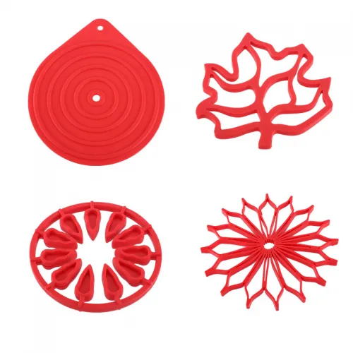 Red Plant-Shaped Silicone Heat Insulation Pad