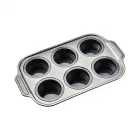 Pressable Foldable Silicone Cake Mold (Rectangular 6-Slot，Grey)