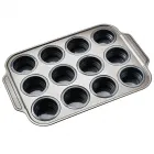 Pressable Foldable Silicone Cake Mold (Rectangular 12-Slot，Grey)