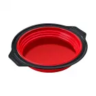 Pressable Foldable Silicone Cake Mold (round，red)