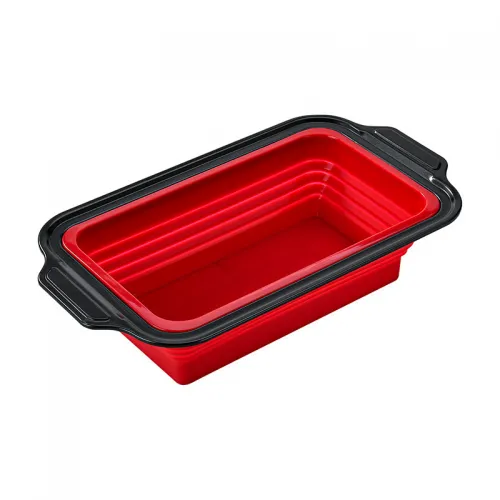 Pressable Foldable Silicone Cake Mold (Rectangular 1-slot，Red)